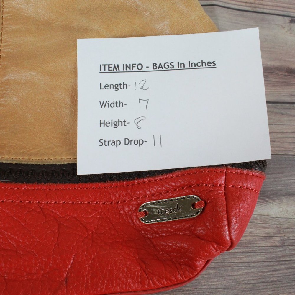 THE SAK Women's Brown Red Leather Tote Handbag - Picture 12 of 12